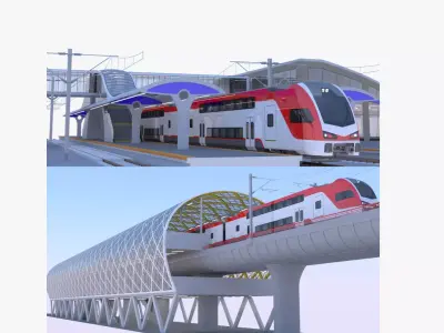 Stadler Kiss USA stations 3D Model Pack
