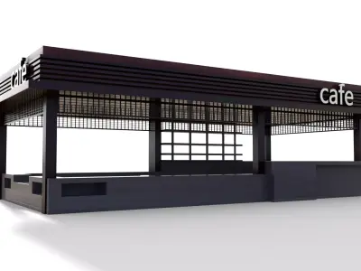 Cafe Bar pavilion Low-poly 3D model