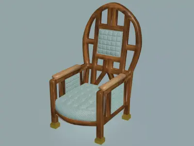 Elegant neoclassical wooden and cotton armchair 3D model