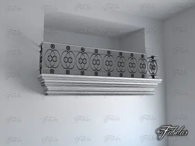 Balcony with ornamental railing Free 3D model