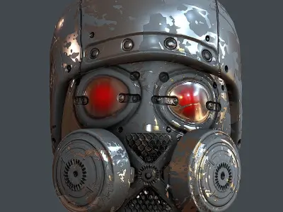 Gas mask helmet 3d model scifi Low-poly Low-poly 3D model