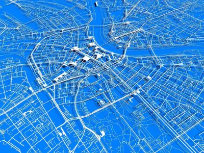 Streets and roads Drezden Germany 3D model