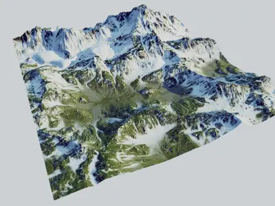 Green Hills Mountains Low-poly 3D model