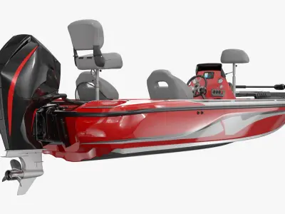  Low Profile Angler Boat With Deck Red Rigged for Cinema 4D 