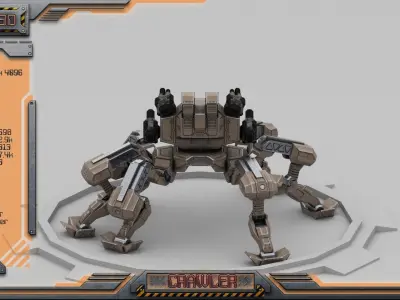 Crawler BattleMech Low-poly 3D model
