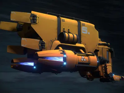 Harvester futuristic vehicle Low-poly 3D model