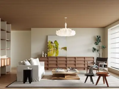 Modern Minimalist Living Room 054 3D model