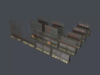 Concrete RoadBlock Barrier Barricade 3D Model Pack