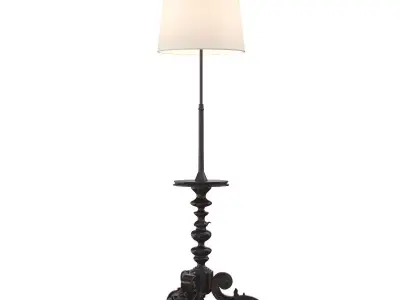 Carved Tripod Round Marble-Top Floor Lamp 3D model