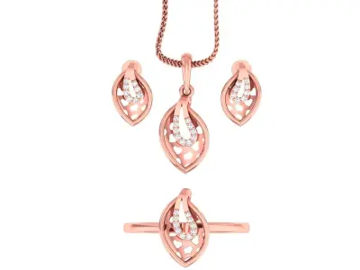 25 Light weight ring earrings pendant set 3dm stl 4 renders 3D Model Pack