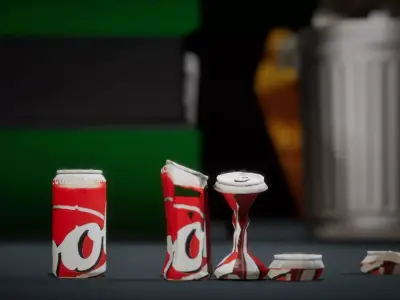 Crushed Soda Can - Urban Litter Prop -Unity Prefabs Included Low-poly 3D model