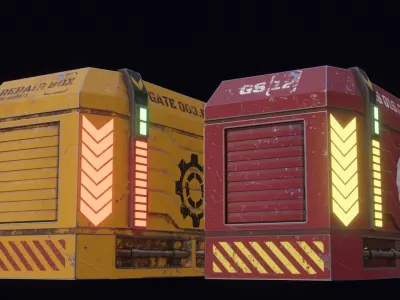 Sci fi Containers Pack Low-poly 3D model