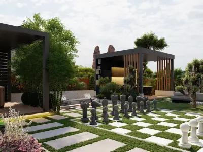 3D Exterior Scene 3D model design garden and landscape 3D model 18