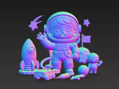 Chibi Space Explorer Kid - Cute Astronaut Boy - 3D Character Low-poly 3D model