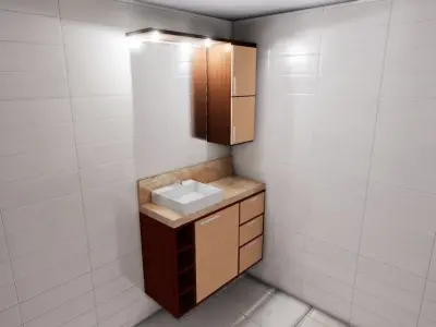 Bathroom with sink and toilet Low-poly 3D model