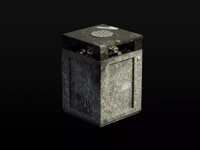 Prague City Street Bin 04 Low-poly 3D model