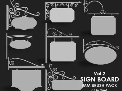 Sign Board Collection IMM Brush Pack 8 in One Vol 2 3D model