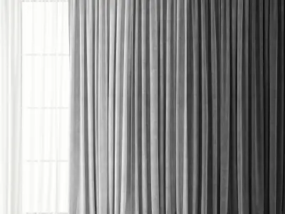 Curtains Long set 01 3D model
