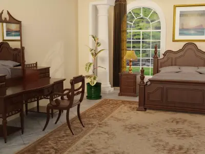 Classic Bedroom Interior Scene 3D model