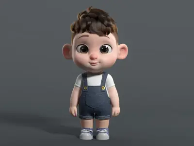 Cute cartoon boy meat toot younger brother 3D model