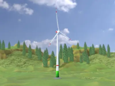 Wind Turbine E82 H-162 RD 162m Animation and Foundation 3D model