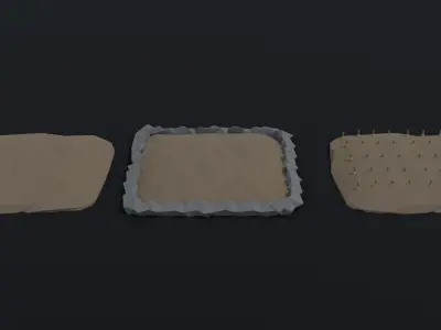 Cartoon fields Polygonal Style Low-poly 3D model