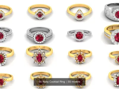 55 Ruby Cocktail Ring  3D Model Pack