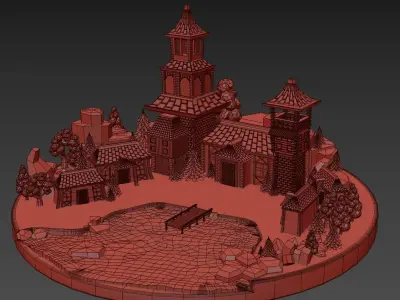 OLD TOWN Low-poly 3D model