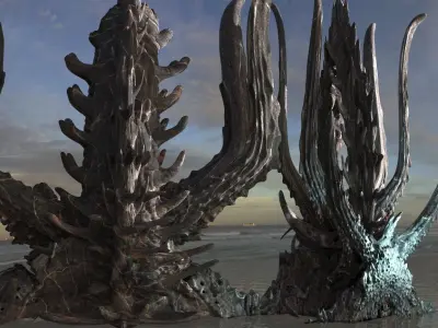Alien Dragon God Bone Massive 2 Structures 3D model