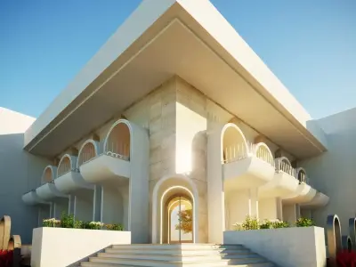 3D Architectural Model  Islamic Bank Low-poly 3D model