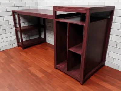 Computer Table - Wooden PC Desk Table - Corner Desk 3D model