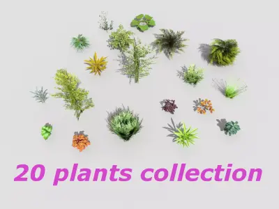 low poly foliage pack Low-poly 3D model