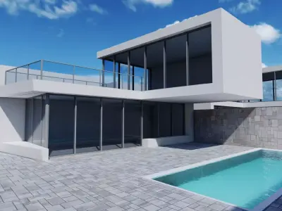 3D MODEL - Modern city Houses Low-poly 3D model
