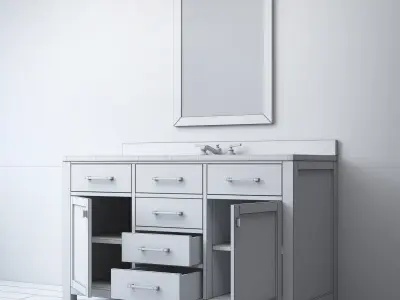 RH HUTTON SINGLE EXTRA-WIDE VANITY 3D model
