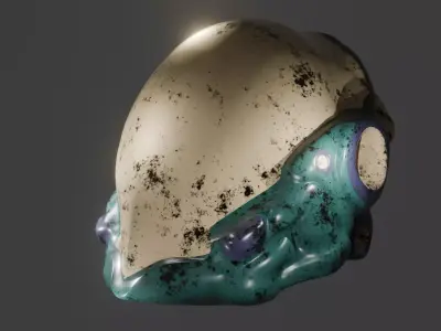 Robotic Helmet Low-poly 3D model