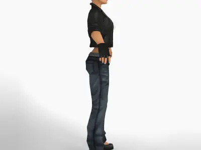 Gangster woman Rigged low poly female character Low-poly 3D model