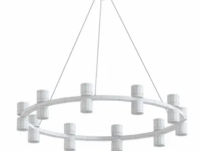 THE307 gold chandelier with glass shades 3D model
