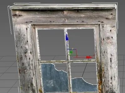 Window 2 broken glass Low-poly 3D model