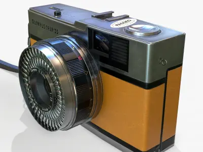 Olympis Trip 35 Camera PBR Low Poly Low-poly 3D model