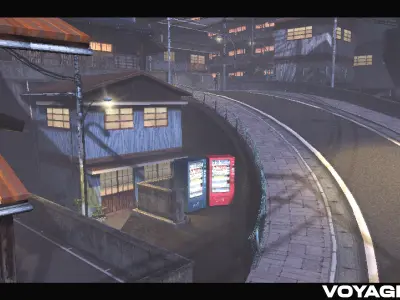 Retro Style Japanese Rural Town Low-poly 3D model