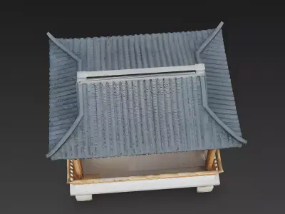 Traditional Chinese Waterside Viewing Kiosk 3D Model Low-poly 3D model