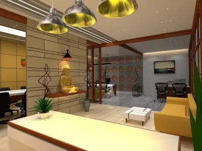 office conference room with walls and chairs 3D model