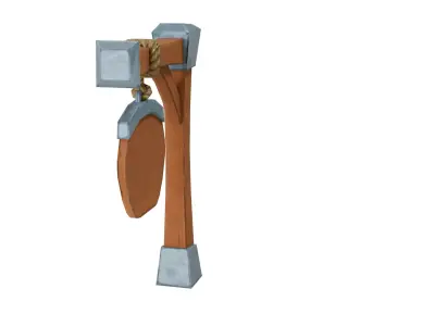 Stylized Wooden Sign 3D Model Low-poly 3D model