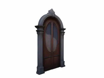 3d Model Wooden Doors In Different Stages Of Opening 3D model