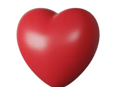 Cute red heart simple 3D model 3D model