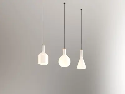 Pendent Collection 3 two pendant lights hanging from wall 3D model