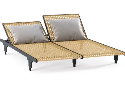 Lola rattan double sunbed LS11D by Bpoint Design  3D model