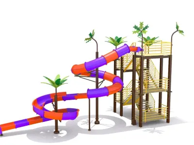 Playground Tornado Slide Low-poly 3D model