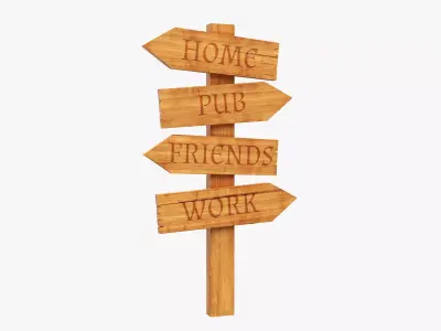 Signboards wooden 02v2 3D model
