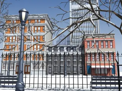 3D Street Day Snow 3D model